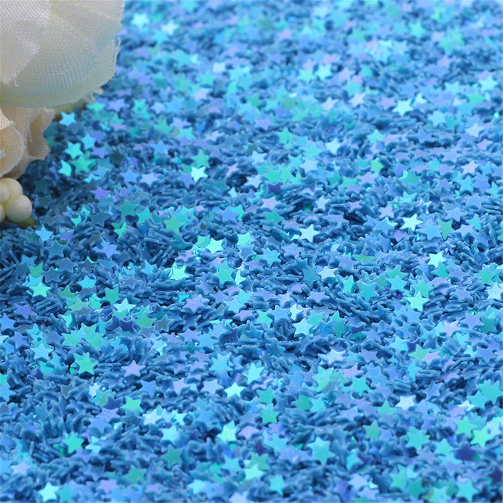 100g Iridescent Star Shaped Sequins Glitter Flat PVC Star Sequins Paillettes for Scrapbooking Embellishment Card Making Jewelry Making Nail Manicure Decorartions (Sky Blue)