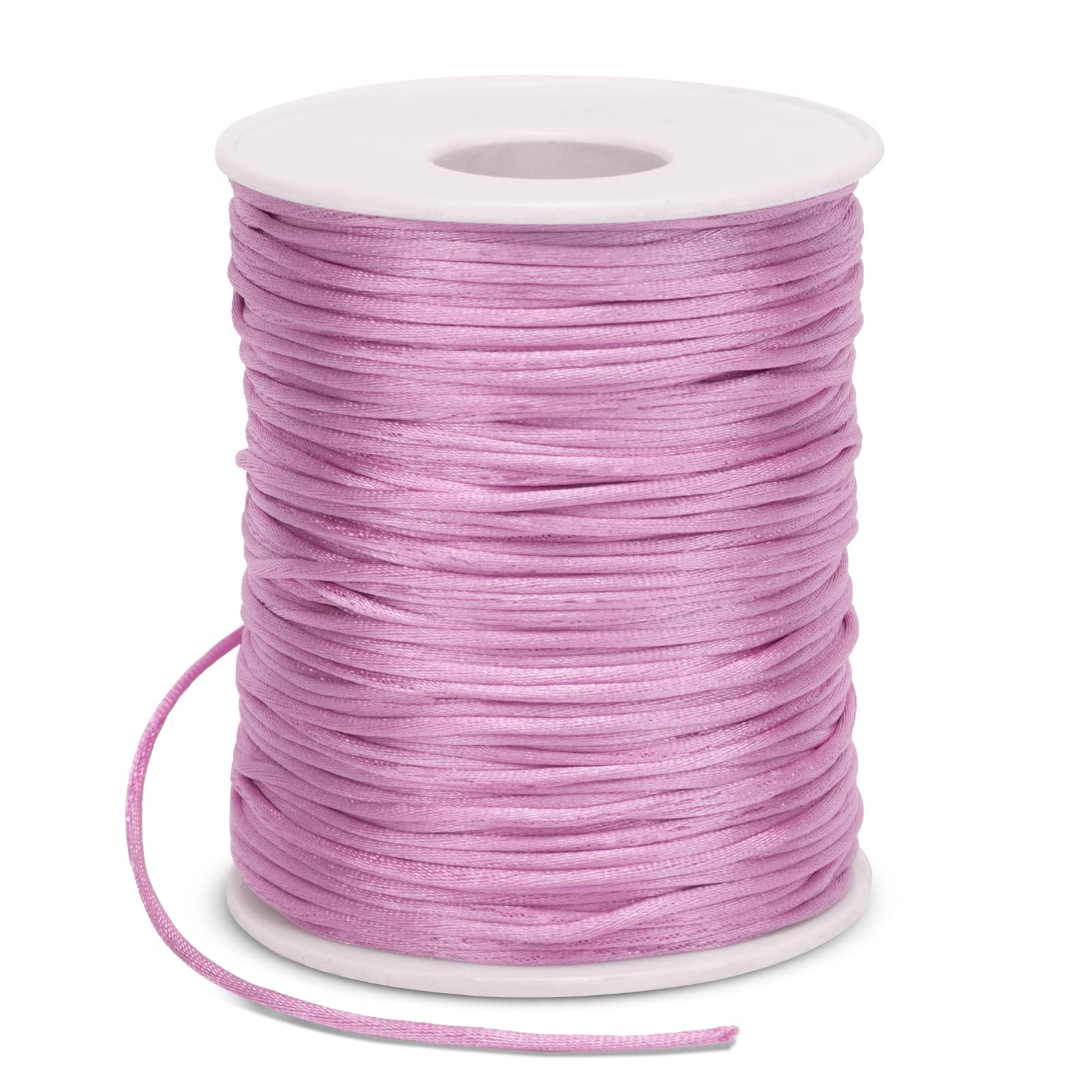 LEREATI Satin Cord 1.5mm x 100m Nylon Cord Bracelet Thread, Rattail Silk Beading Thread Jewellery String for Making Bracelet, Necklace, Chinese Knot, DIY Crafts (Deep Pink)