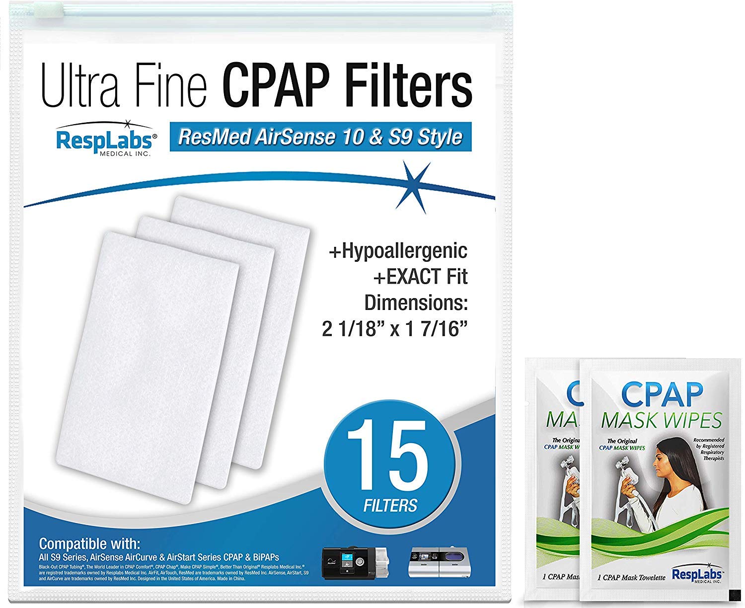 RespLabs CPAP Filters Compatible with ResMed AirSense, AirCurve S9