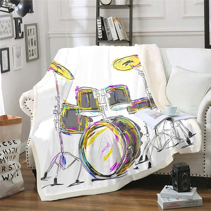Feelyou Drum Kit Blanket Music Themed Fleece Blankets for Couch Bed