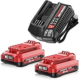 2Pack 20V 3600mAh CMCB202 Replacement for Craftsman 20V Battery Lithium Ion and Charger Kit Compatible with Craftsman V20 Battery CMCB202 CMCB202-2 CMCB204 CMCB204-2 CMCB201 CMCB206 CMCB209(Red)