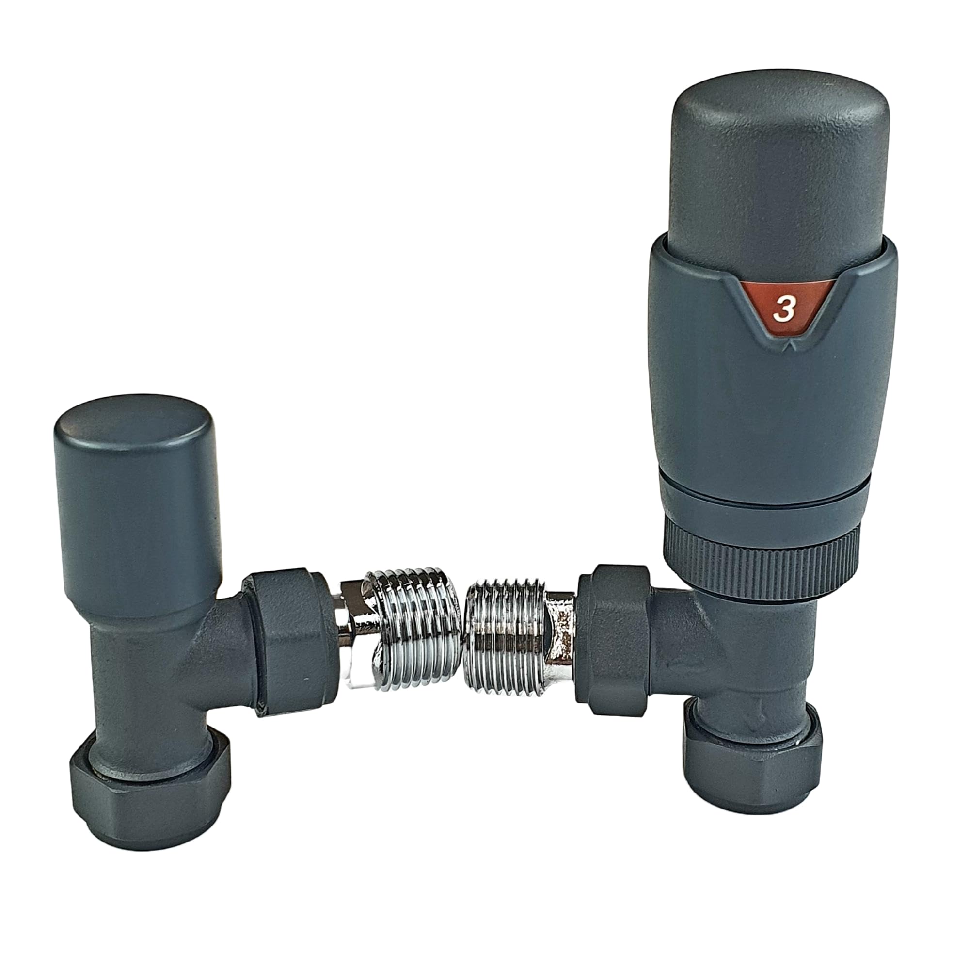 Oslo Anthracite TRV Angled Designer TRV Thermostatic Radiator & Towel Rail Valve Radiator Towel Heater Valve