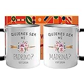 NNWCYSJ Quieres Ser Mi Madrina - Madrina y Padrino Proposal Gift -11oz Coffee Mug Set, Godparent Proposal Box for Baptism or First Communion, Quieren Ser Mis Padrinos de Bautizo -26
