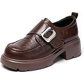 OTNDK Loafers for Women Platform Chunky Loafers Hook and Loop Casual Dressy Shoes