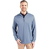 Cutter & Buck Mens Virtue Eco Pique Micro Stripe Recycled Mens Quarter Zip