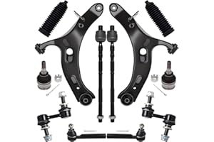 AUQDD 12Pcs Front End Suspension Kit Fit For 2010-2014 Su-baru Legacy, 2 Lower Control Arm 2 Ball Joint 2 Sway Bar Link 4 Outer & Inner Tie Rod End (# 522-831 522-832 543-650 K750422 ES3712 K9513)