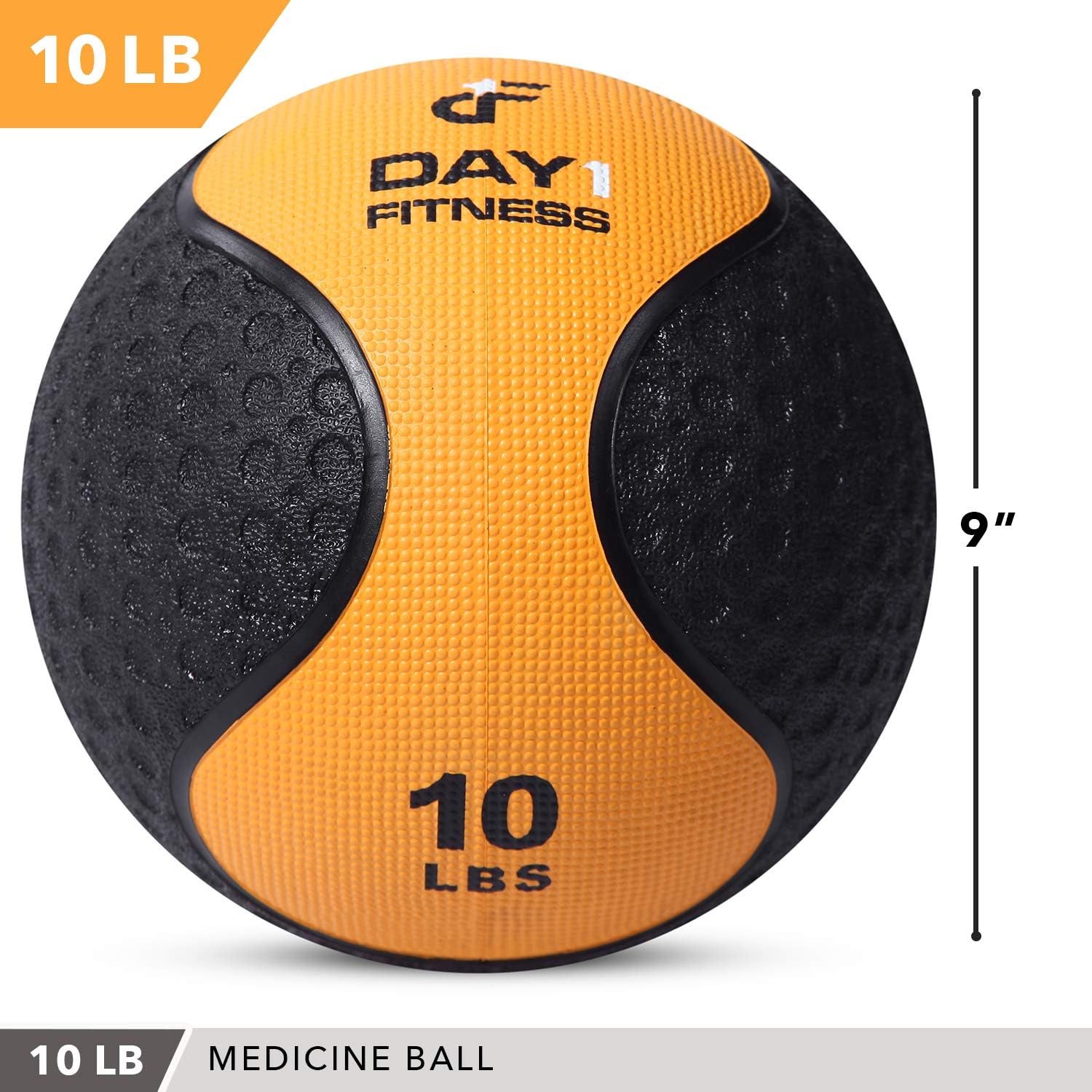 Medicine Exercise Ball with Dual Texture for Superior Grip by Day 1 Fitness - 10 Pounds - Fitness Balls for Plyometrics, Workouts - Improves Balance, Flexibility, Coordination : Sports & Outdoors