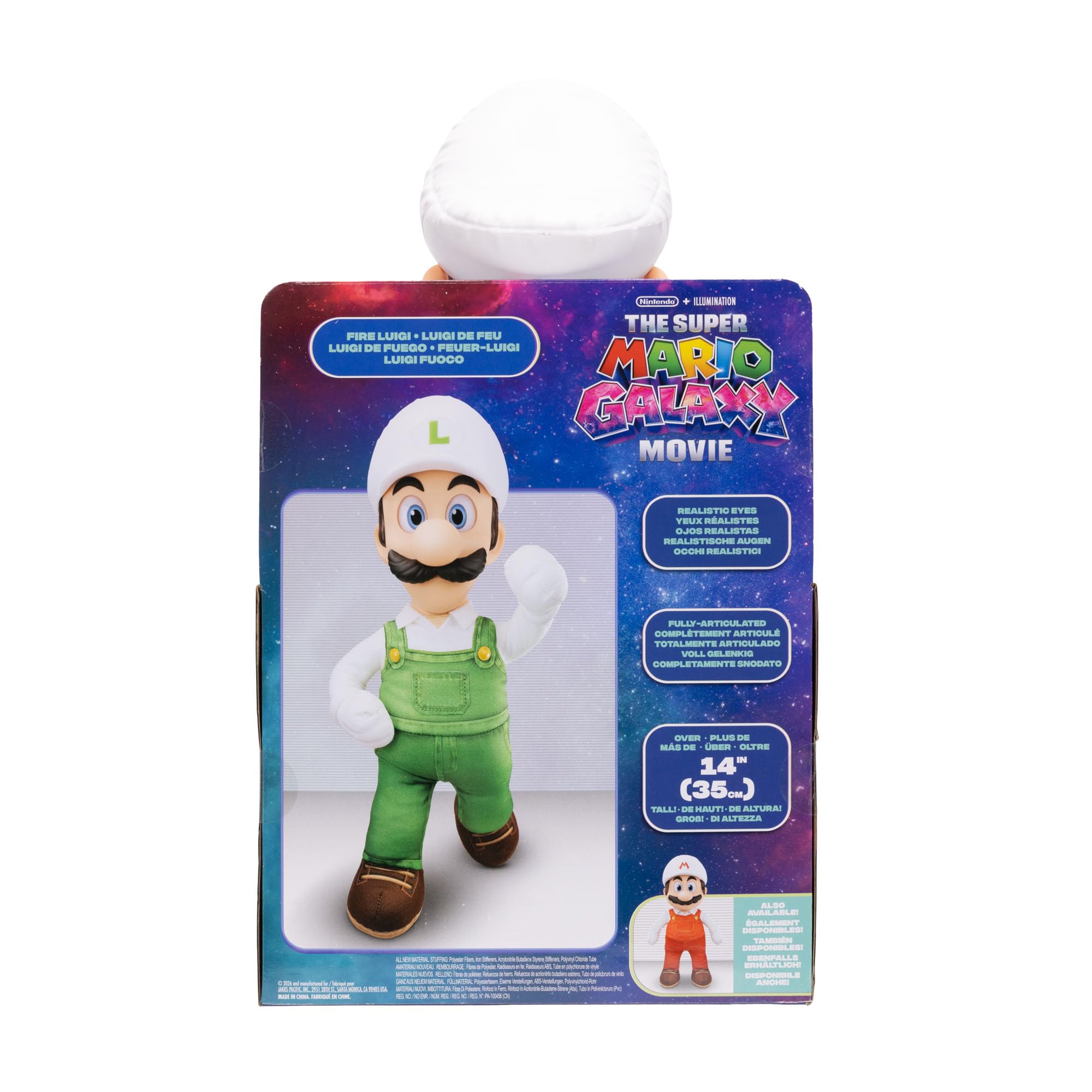 Der Super Mario Galaxy Movie – 38 cm bewegliches Plüschfigur – Feuer-Luigi 3