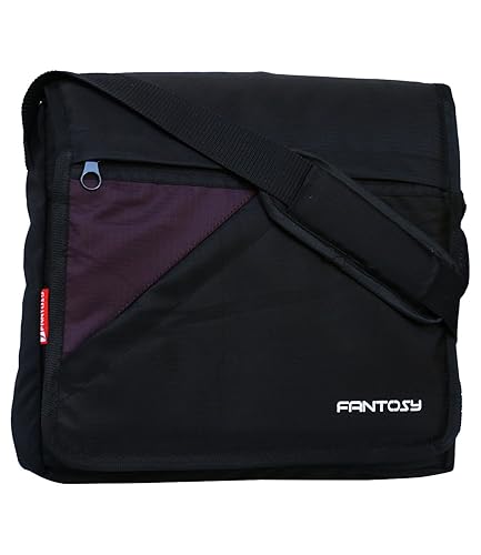 Fantosy Mens Polyester Black Cross Zip Sling Bag (Mb-044)
