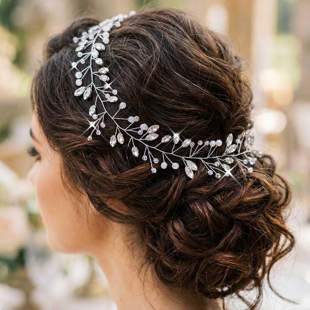 Unicra Bride Wedding Hair Vine Silver Crystal Headband Bridal Rhinestone Headpiece Hair Accessories for Women and Girls