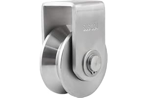 BNYZWOT Pulley Block V Type 304 Stainless Steel Pulley Roller Duplex Bearing Super-Silent Detachable 360 Degree Rotation Heavy Duty Grooved Wheel 1-Pack