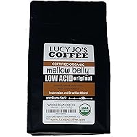 Lucy Jo's Organic Decaf Mellow Belly Low Acid Coffee - 2 Pack Ground Medium Dark Roast
