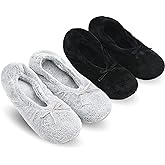 Keyela Women's Memory Foam House Fluffy Ballerina Slippers Ballet Shoes Fuzzy Cute Faux Fur Closed Toe Slip On Indoor Slippers