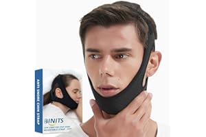 BINITS Chin Strap for CPAP User - Adjustable Snore Stopping Device Face Mask Bandage Keeping Mouth Closed - Better Night's Sleep Women and Men (Black)