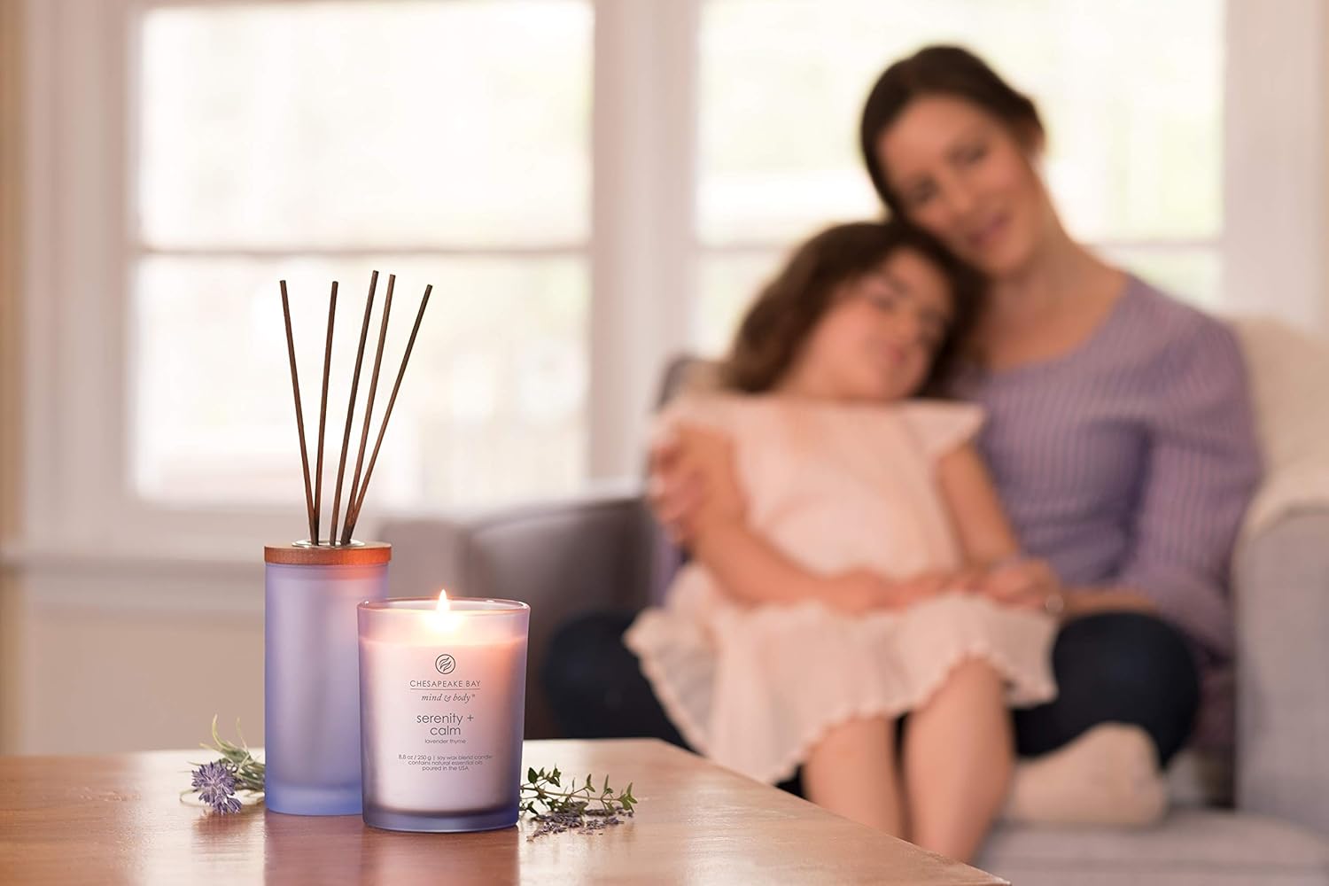 Chesapeake Bay Candle Scented Candle, Serenity + Calm (Lavender Thyme), Coffee Table: Home & Kitchen
