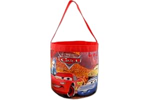 Disney Cars 3 Boys Collapsible Nylon Halloween Bucket Toy Storage Tote Bag (One Size, Red/Multi)