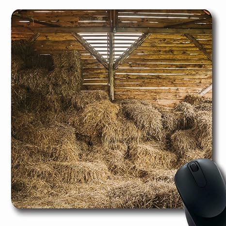 Amazon Com Mousepads Nobody Yellow Stable Dry Hay Stacks Rural