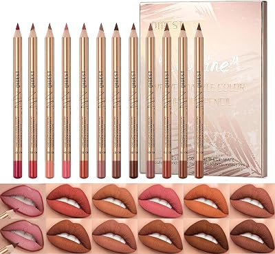 Sitovely 12 Colors Lip Liner Pencil Set Waterproof Longwear Creamy Matte