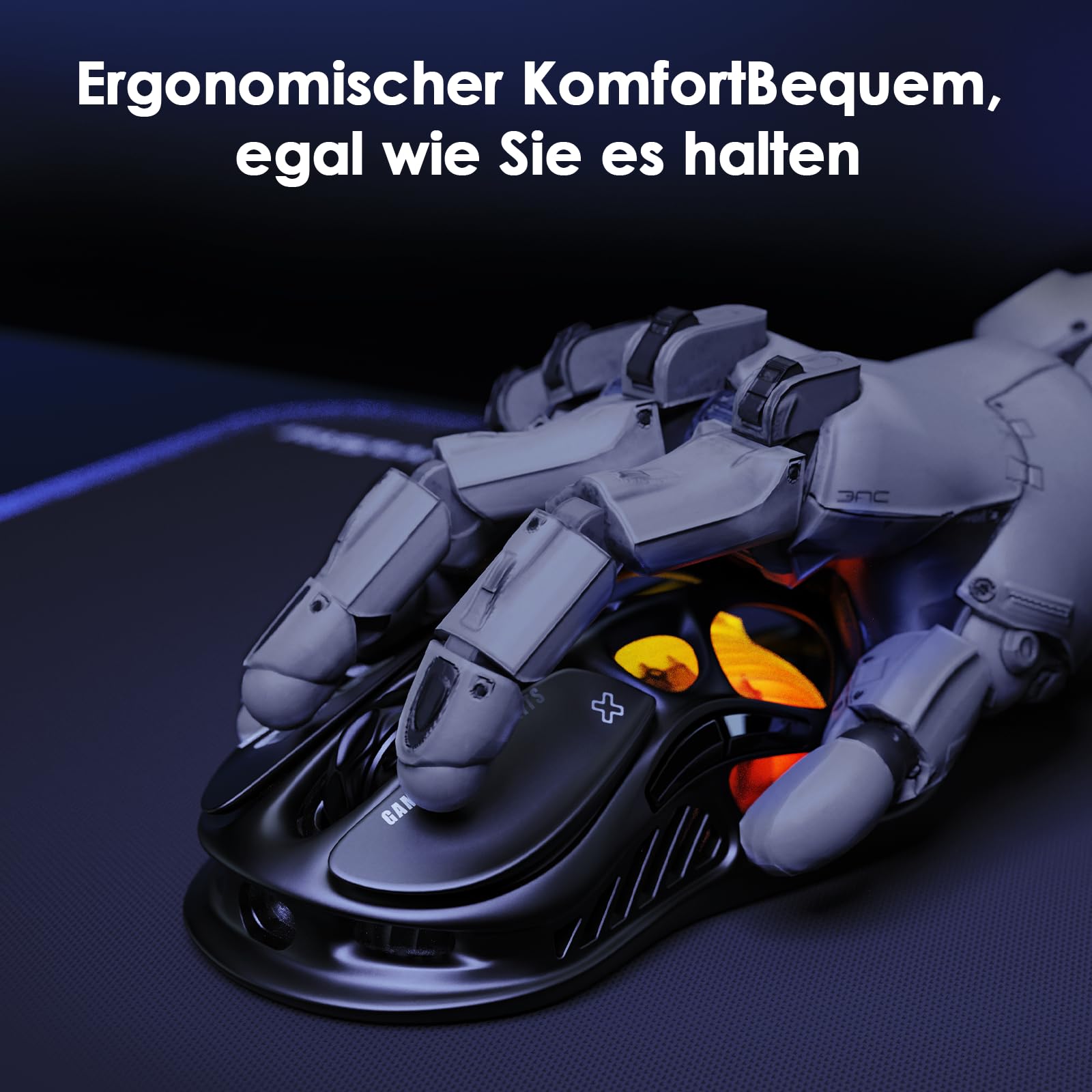 GravaStar Mercury M2 Gaming Maus Kabellos mit 26.000 DPI, PAW3395 DM Sensor, 79 g Ultraleicht, 5 RGB-Modi, 5 programmierbare Tasten, Tri-Mode (2,4 GHz/Bluetooth/Kabel), für PC/Mac – Schwarz 7