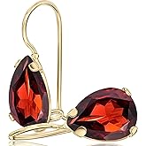 14K Solid Gold Earrings - Gemstone Earrings for Women - 14K Gold Earrings for Women - Birthstone Earrings - Teardrop Earrings for Women - Gold Dangle Earrings - Small Dainty Earrings