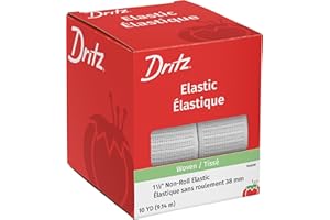 Dritz 9480W Non-Roll Woven Elastic, White, 1-1/2-Inch by 10-Yard