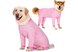 Yeapeeto Dog Onesie Surgery Recovery Suit for Large Medium Bodysuit Dogs Pajamas PJS Full Body for Shedding, Prevent Licking, Wound Protection, Cone Alternative (2XL, Pink)