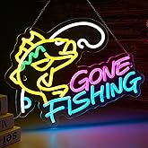 Fishing Neon Sign for Wall Decor Fishing Shop Fishing Gear Store Fisher Club Room Man Cave 5V/2A USB Powered Dimmable
