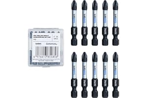 toolant 2 Inch Phillips Bit#2 Magnetic Anti Slip Impact Screwdriver Bits Set(10Pack)