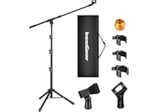InnoGear Microphone Stand, Tripod Boom Arm Floor Mic Stand Height Adjustable Heavy Duty with Carrying Bag 2 Mic Clips 3/8" to
