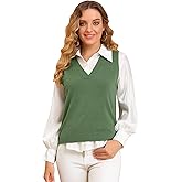 Allegra K Women's V Neck Sweater Vest Knit Pullover Sleeveless Sweater Top
