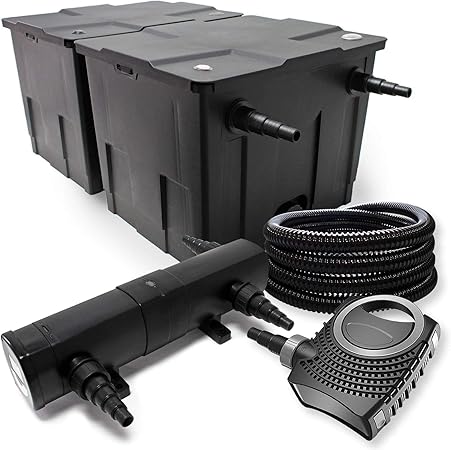 Filter Set Aus Bio Teichfilter 60000l Uvc Teichklarer Mit 36w80w Pumpe 25mschlauch Amazon De Garten