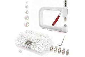AILUHONG Pearl Setting Machine Hand Press Tools 2 Boxes White No Holes Pearl Beads with Rivet Studs Screw Heads L Hexagon Wrench for Decorating Clothes Hat Trousers Dresses Bag Hair Band DIY Crafts (White)