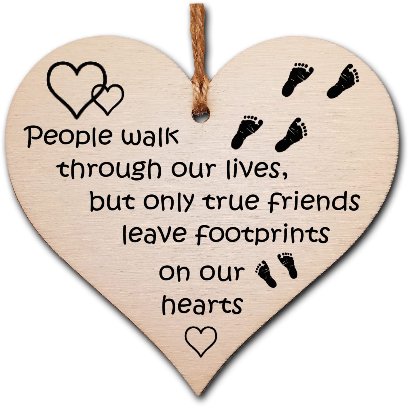 Friendship Heart Gift Plaque – Wooden Hanging Sign with Sentimental Message – Best Friend, Work Friend or BFF Present – Rustic Twine & Ready to Gift – 10x10cm Thoughtful Keepsake