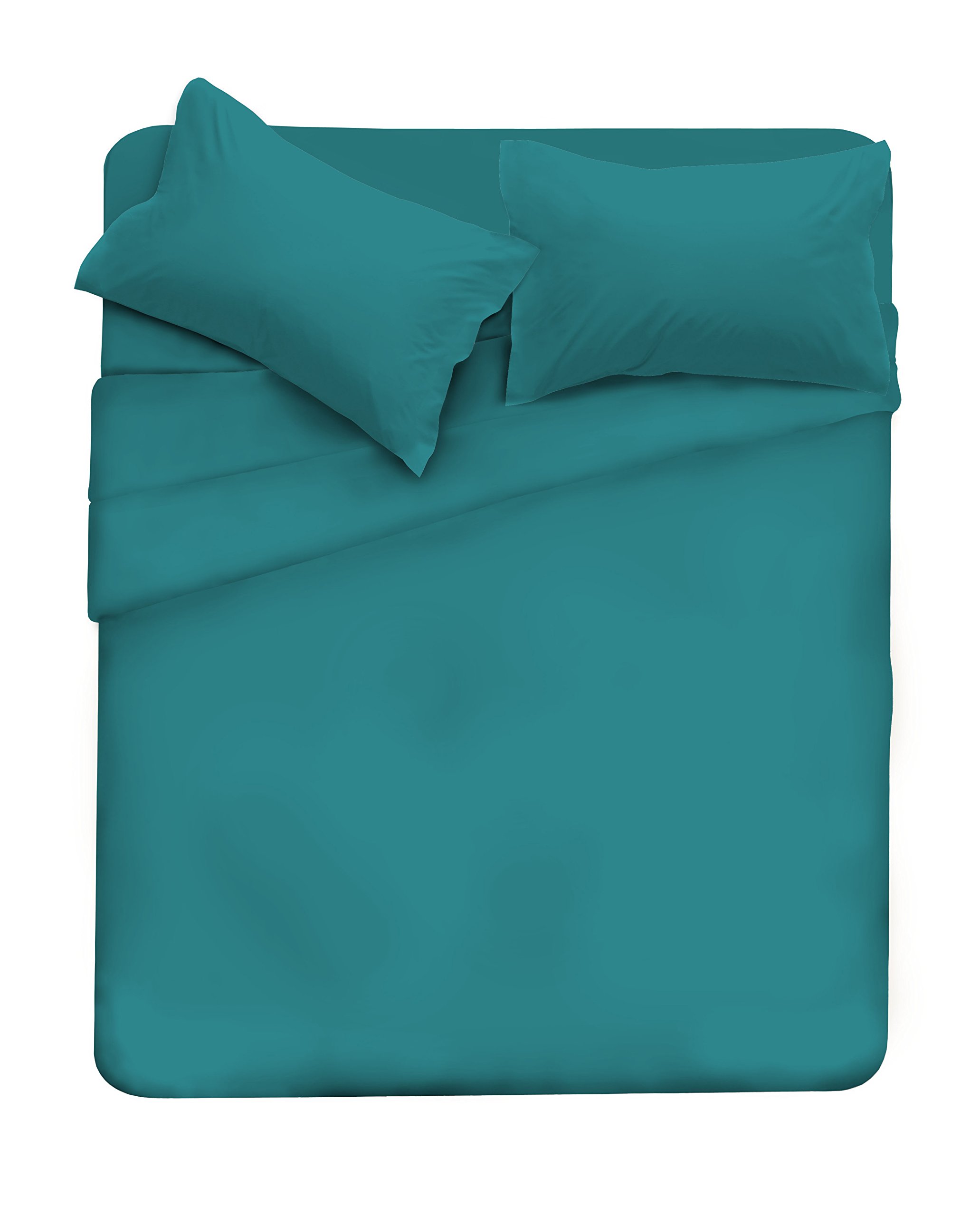 Italian Bed Linen Max Color Bed Linen Set (Flat 250x300, Fitted Sheet 170x200cm+2 Pillowcases 52x82cm), Bottle Green, Double