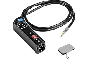 RQG AUX to XLR Isolation Box, 3.5mm TRS to 3-Pin XLR Hum Eliminator with Volume Control, Built-in Audio Transformer & Ground Lift Switch, 3.3ft Cord, Removable Gold Coated AUX Plug