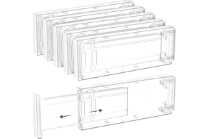 Lifewit Drawer Dividers for Clothes, 10.9-16" Adjustable Drawer Organizers, 4" High Plastic Expandable Drawer Separators in B