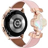 MOINSPIRE Designer Slim Leather Bands for Women 20mm Magnetic Lucky Clover Watch Strap Compatible with Samsung Galaxy Watch 7/6/5/4/Active 2/4 6 Classic/5 Pro/FE 40mm 42mm 43mm 44mm 45mm 46mm 47mm