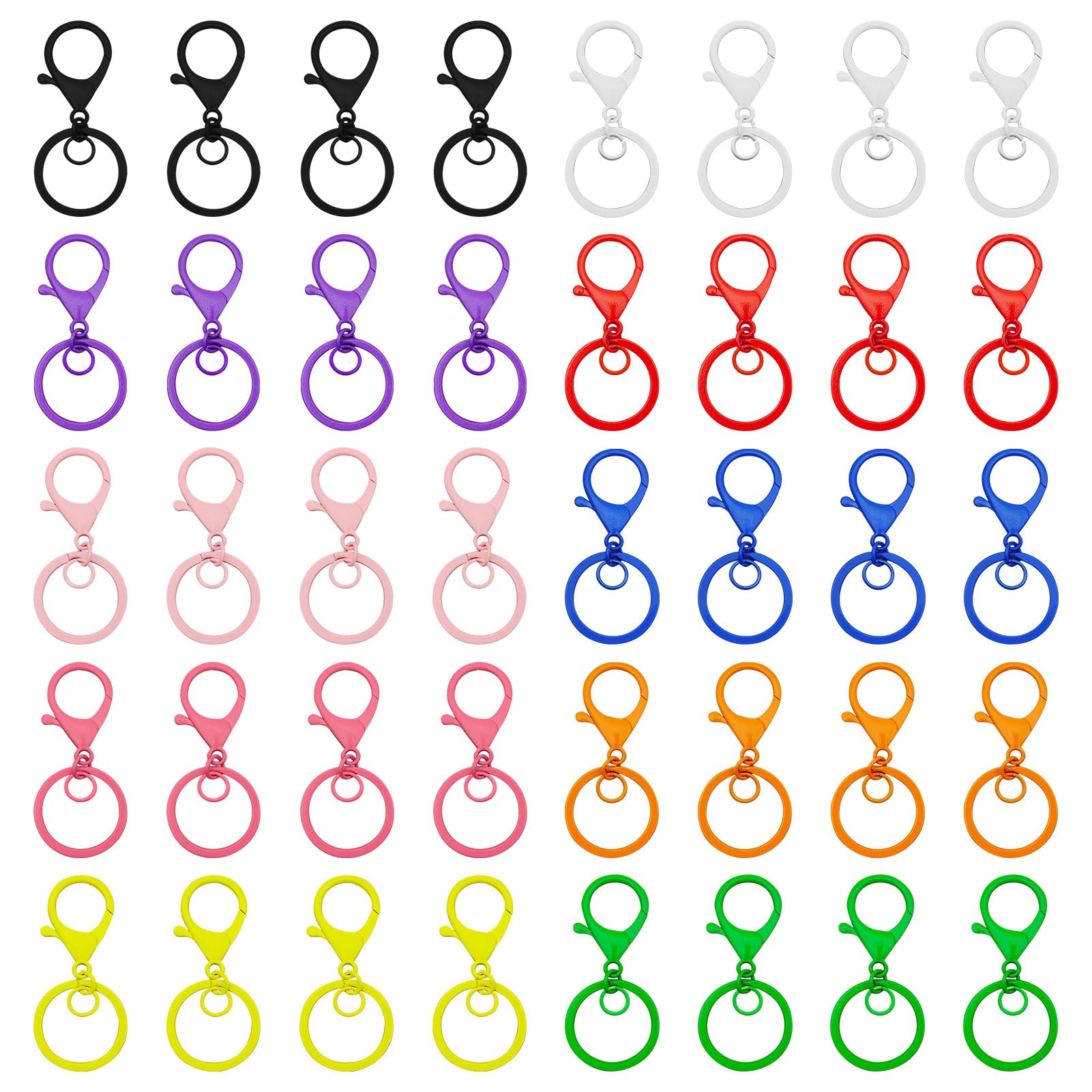 Photo 1 of 40Pcs Lobster Claw Clasps Keychain for Jewelry Making,10 Colors Swivel Clasps Hook Clips Colorful Metal Lobster Clasp Swivel Trigger Clips with Flat Split Keychain Ring for DIY Craft Key Chain Making