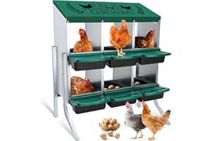 ‎TGEYD Tgeyd Nesting Boxes - 6 Holes Chicken Nesting Boxes for Laying Eggs - Chicken Brooder Box with Chicken Perch - Chicken Coops for 6 Chickens Up to 24 Chicken(with Fake Eggs)