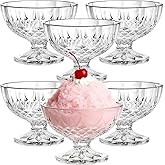 Auch Glass Dessert Bowls, Set of 6 Unique Mini Trifle Footed Cups, Clear Glass Salad Ice Cream Sundae Cups Crystal Mini Prep 
