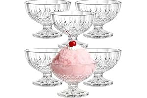 Auch Glass Dessert Bowls, Set of 6 Unique Mini Trifle Footed Cups, Clear Glass Salad Ice Cream Sundae Cups Crystal Mini Prep 