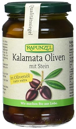 Rapunzel Oliven Kalamata violett, mit Stein in Olivenöl, 1er Pack (1 x 335 g) - Bio