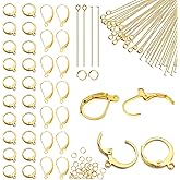 180Pcs No Tarnish Leverback Hooks for Earring Making, stino Hypoallergenic Stainless Steel Jewerly Findings Supplies, Gold Plated & Silver Kit(Gold)