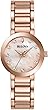 Bulova Ladies' Modern Millenia Diamond Dial Rose Gold Stainless Steel 3-Hand Quartz Watch, Gold Mother-of-Pearl Dial, Edge to Edge Crystal Style: 97P132