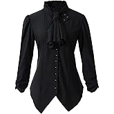 Womens Gothic Victorian Steampunk Ruffle Vamp Renaissance Pirate Blouse Shirt Top