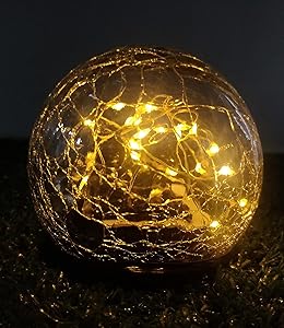Outdoor Solar Ball Lights Garden Crackle Glass Globe Stake Lamp Waterproof Warm LED Christmas Yard Decoration for Patio Walkway Landscape Lawn, 1 Globe (4.72