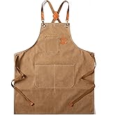 Tosewever Canvas Cross Back Chef Cotton Aprons for Men Women with Large Pockets
