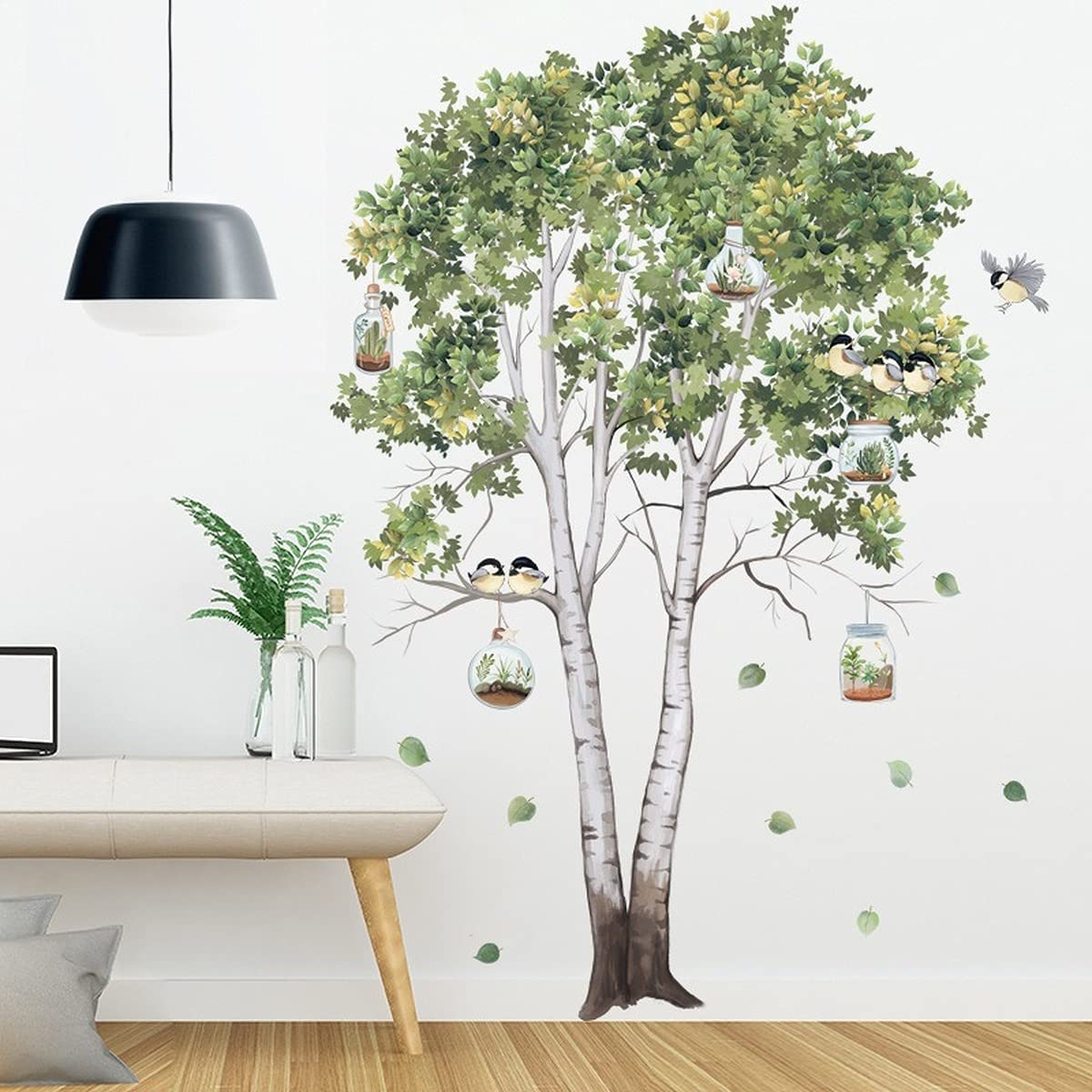 2 Set Plant Wall Stickers Murals Tree Wall Stickers Wall Decor Murals for Kitchen Bathroom Bedroom Living Room Wall Art Decal Tree Wall Decal 3D Room Decor Wall Art Decoration Peel and Stick