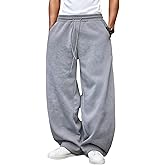 LuminBlaze Men’s Baggy Sweatpants Fleece Wide Leg with Elastic Drawstring Waist, Casual Loose Lounge Joggers