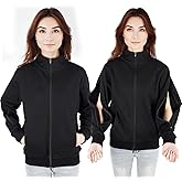 Women's Sherpa Lined Stand Collar Dialysis Jacket - Comfort with Arm Zipper | Hassle-Free Port Access & Hemodialysis Clothing